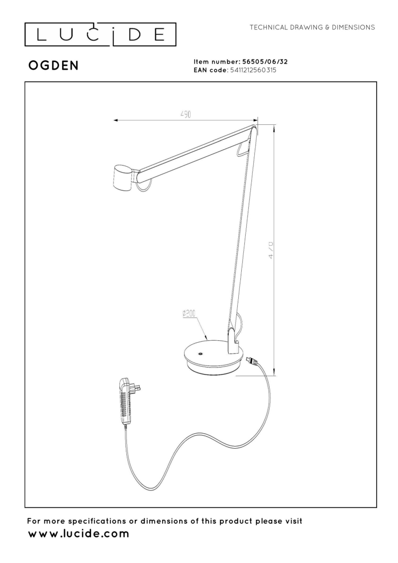 Lucide Premium OGDEN - Desk lamp- LED 3 StepDim - 1x7W 3000K - Red